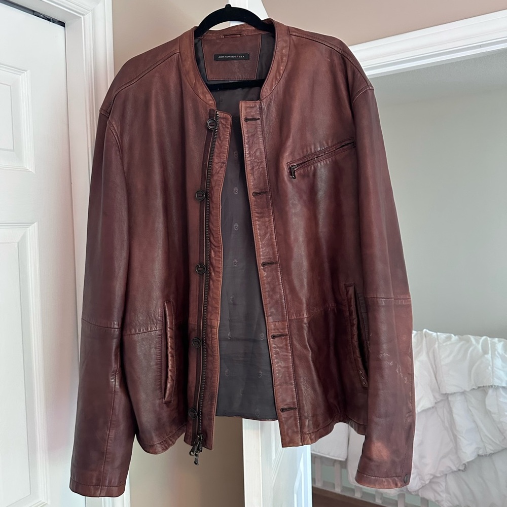 John Varvatos Dark Brown Leather Jacket